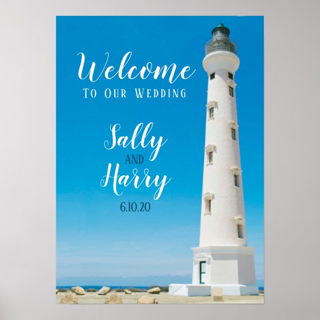 Póster La boda personalizada de destino del faro de Aruba (Frente)