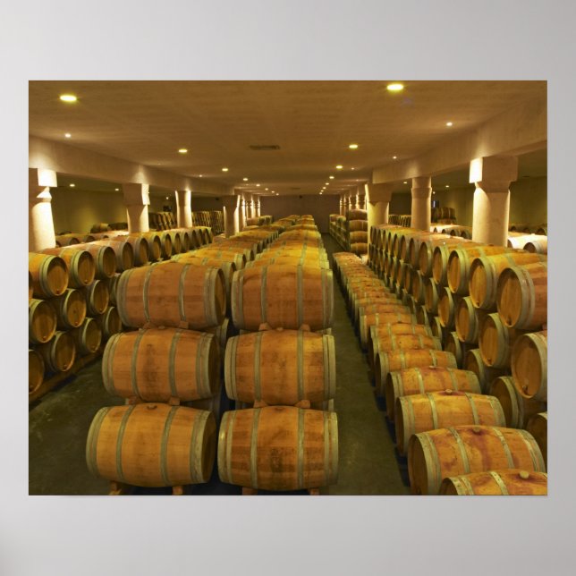 Póster La bodega, sótano de envejecimiento en barricas -  (Frente)
