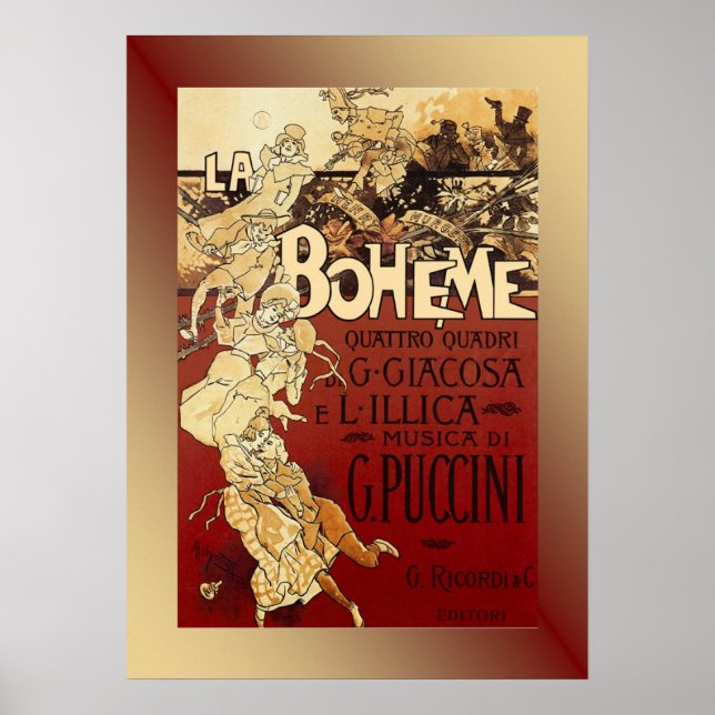 Póster La Boheme ~ Puccini Opera 1896 Poster con fondo (Frente)