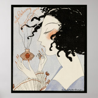 PÓSTER LA BOHEME, SEÑORA CON BELLEZA PERFUME BOTTLE ART D