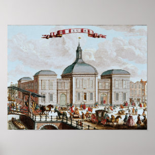 Póster La bolsa de acción, Amsterdam, 1743