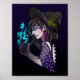 Póster La bruja del Ilustracion Anime, Chica adolescente 
