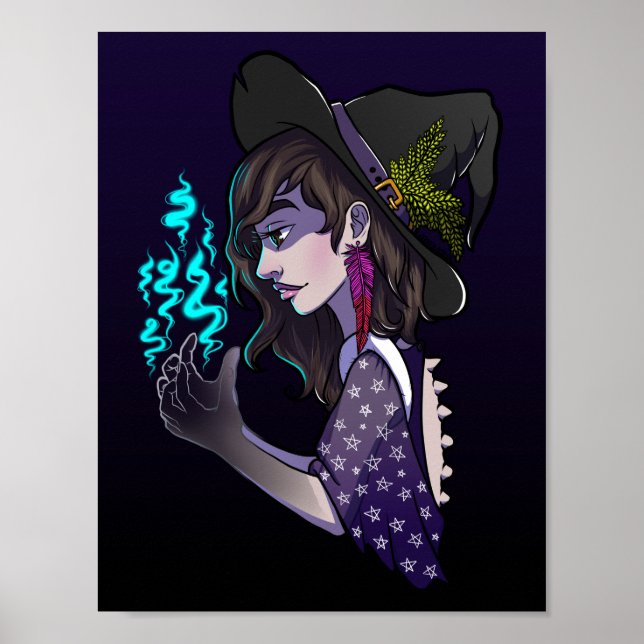 Póster La bruja del Ilustracion Anime, Chica adolescente  (Frente)