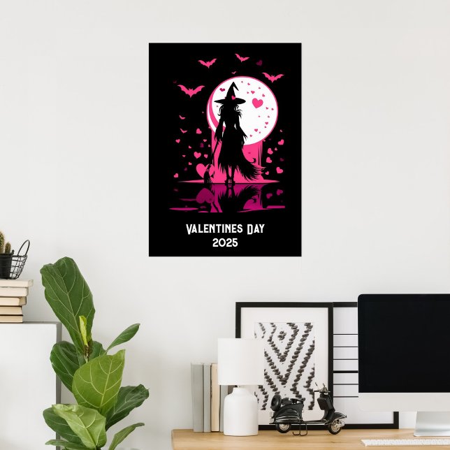Póster La bruja mágica rosa y descargable San Valentín (Subido por el creador)