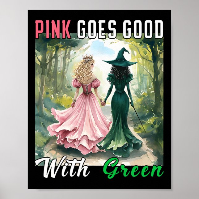Póster La Bruja Rosa Se Va Bien Con La Bruja Verde De Hal (Frente)