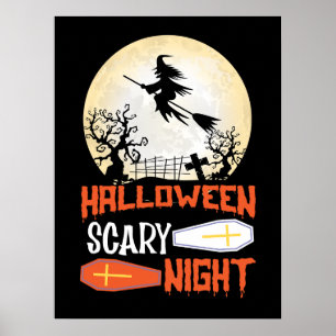 Póster La bruja voladora asustó al Poster de la noche de 