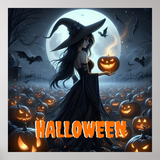 Póster La bruja y los faroles Jack-O (Frente)