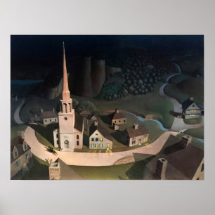 Póster La Cabalgata Nocturna de Paul Revere de Grant Wood