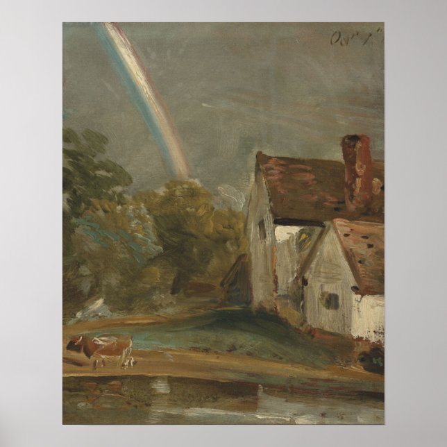 Póster La cabaña de Willy Lott con arcoiris (Frente)