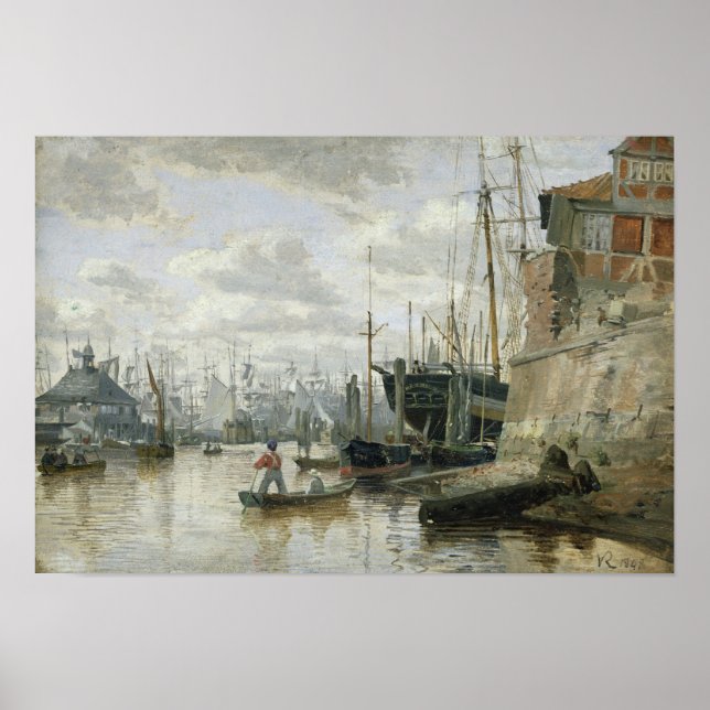 Póster La cabina de registro en el puerto de Hamburgo, 18 (Frente)