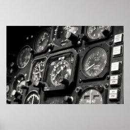 Póster La cabina y los controles del bombardero