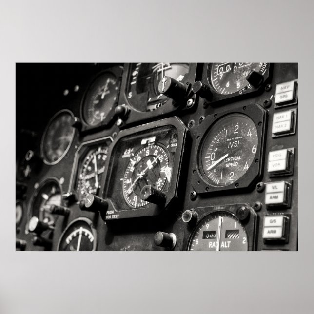 Póster La cabina y los controles del bombardero (Frente)