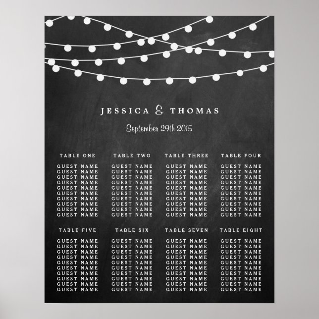 Póster La Cadena Se Ilumina En La Colección Boda Chalkboa (Frente)