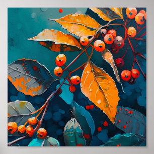 Póster La caída deja el aceite pintado. Follaje de otoño