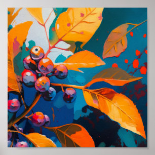 Póster La caída deja el aceite pintado. Resumen follaje o