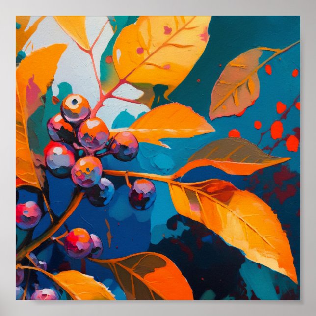 Póster La caída deja el aceite pintado. Resumen follaje o (Frente)