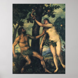 Póster La caída del hombre; Adán y Eva de Tiziano