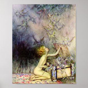 Póster La caja de Pandora de Arthur Rackham