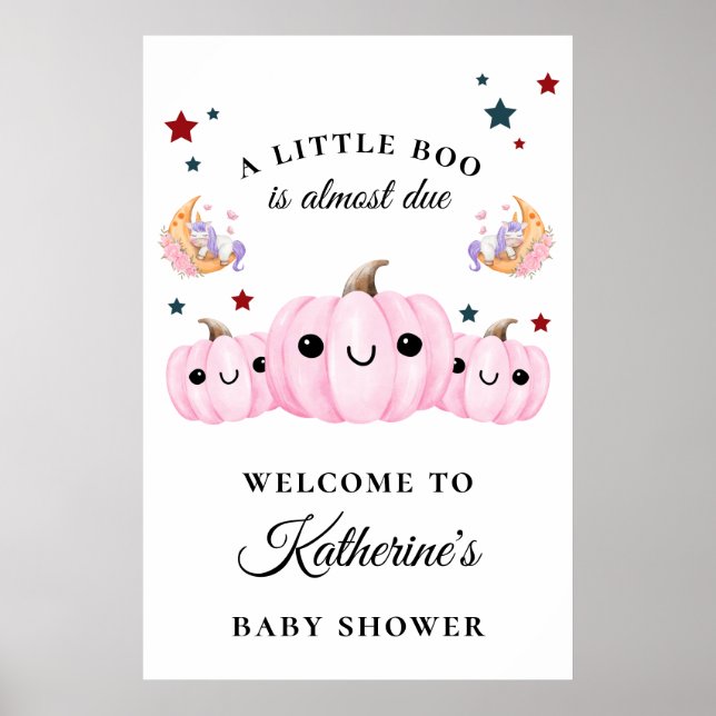 Póster La Calabaza Cuta Está En Camino | Baby Shower de H (Frente)