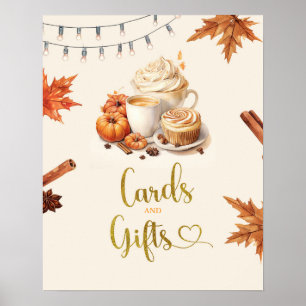 Póster La calabaza de otoño está preparando tarjetas y re