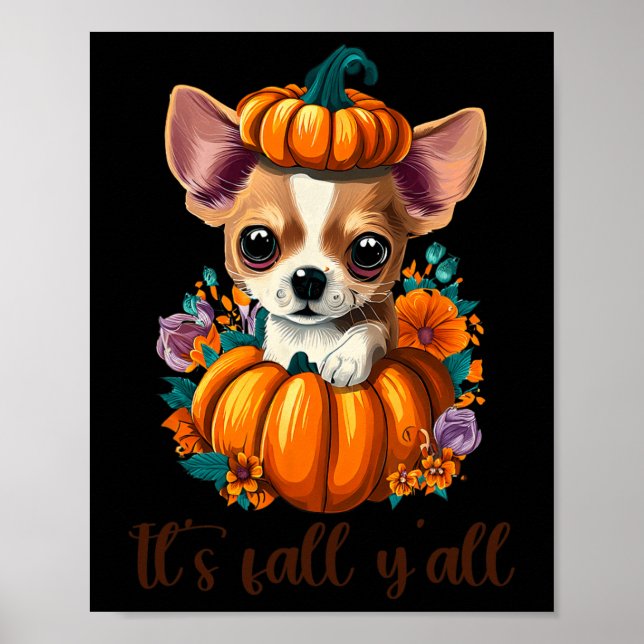 Póster La calabaza floral chihuahua hallo (Frente)