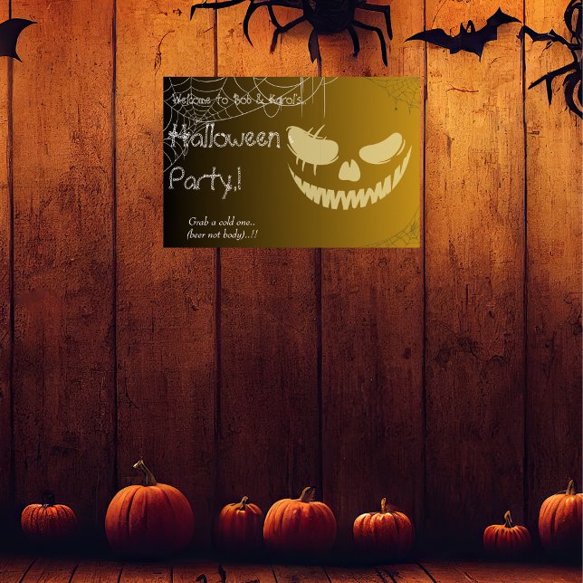 Póster La Calabaza Malvada sonríe la fiesta de Halloween (Evil Pumpkin Smile Halloween Party Poster)