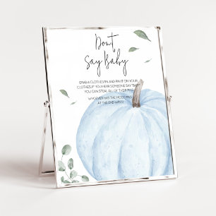 Póster La calabaza Minimalista azul Baby Shower no dice b