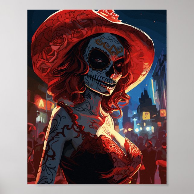 Póster La Calavera Catrina moderna (Frente)