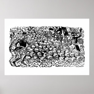 Póster La Calavera Revuelta por José Guadalupe Posada