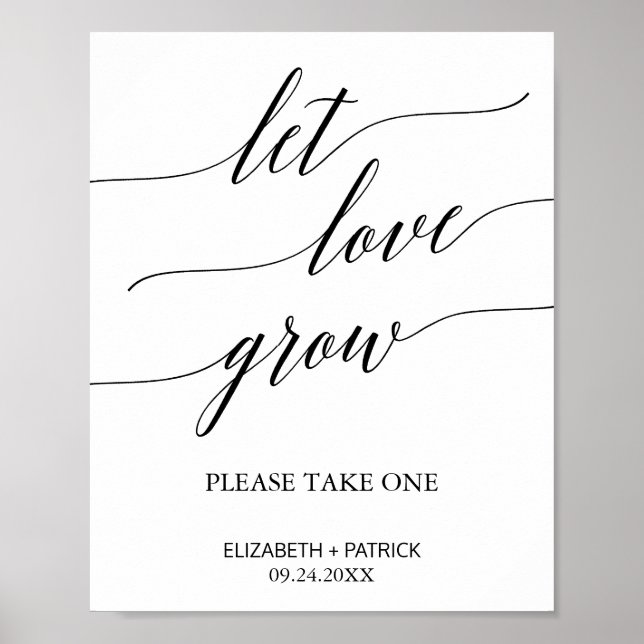 Póster La caligrafía elegante deja que el amor crezca a f (Frente)