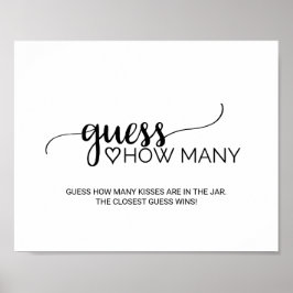 Póster La caligrafía negra simple adivina cuántos Rótulos