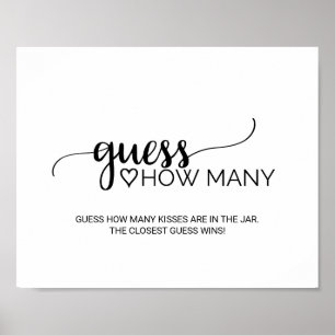 Póster La caligrafía negra simple adivina cuántos Rótulos