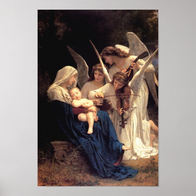 Póster La canción de los ángeles de William Bouguereau (Frente)