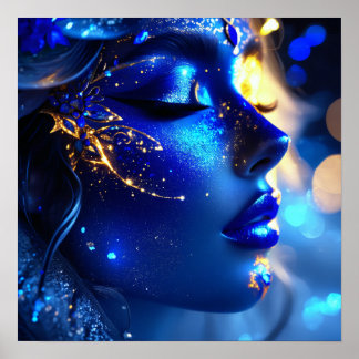 Póster La cara de la mujer azul