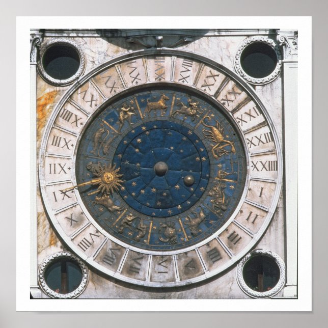 Póster La cara de reloj de oro y esmalte, diseño iniciado (Frente)