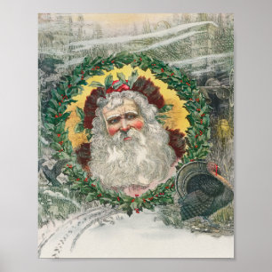 Póster La cara de Santa Claus en medio de un Navidad