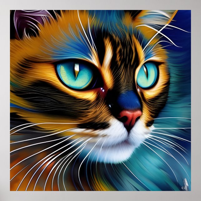 Póster La cara de un lindo Lynx punto Siamese (Frente)