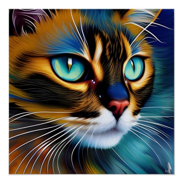 Póster La cara de un lindo Lynx punto Siamese (Anverso)