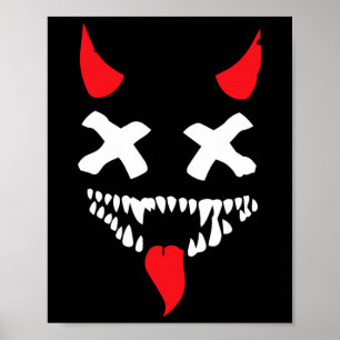 Póster La cara del diablo perezosa de Halloween disfraz a