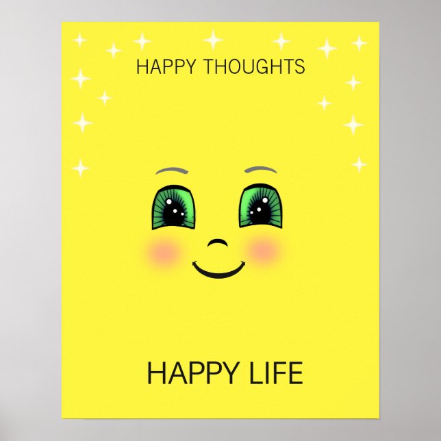 Póster La cara feliz y los pensamientos felices traen un  (Frente)