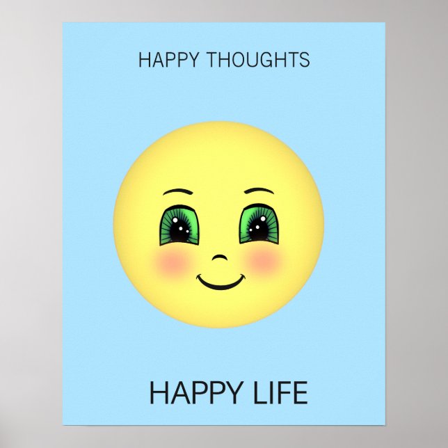 Póster La cara feliz y los pensamientos felices traen vid (Frente)