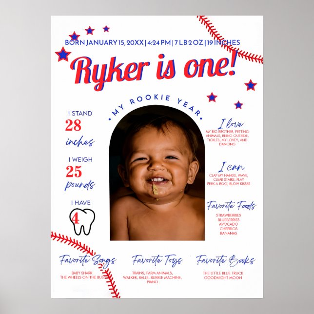 Póster La carrera de béisbol del primer año (Frente)