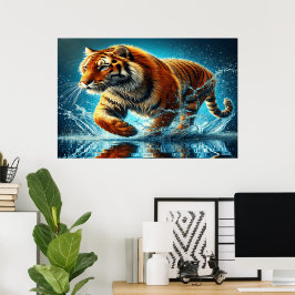 Póster La carrera de la salpicadura de océanos del tigre 