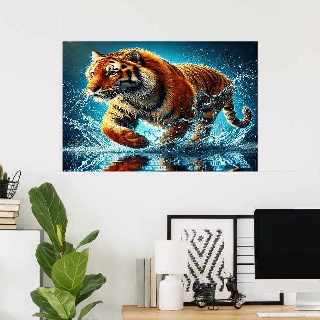 Póster La carrera de la salpicadura de océanos del tigre  (Oficina en casa)