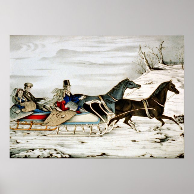 Póster La carrera de Sleigh - 1848 (Frente)
