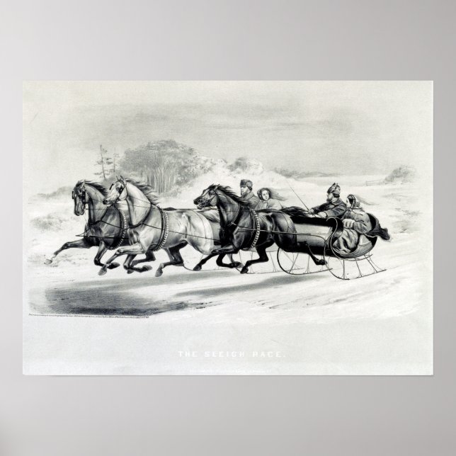 Póster La carrera de Sleigh - 1859 (Frente)