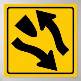 Póster La carretera dividida comienza el Rótulo de la