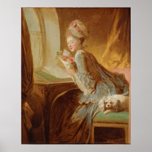 Póster La carta de amor - Fragonard (c.1770)