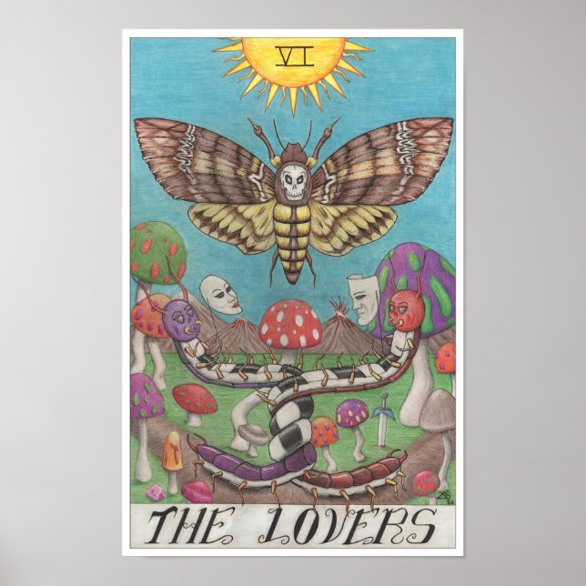 Póster La carta de tarot de Los Amantes (Frente)