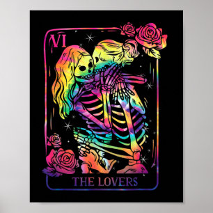 Póster La carta de tarot de los amantes gótica con tinte 